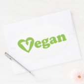 Vegan Text Green Heart Ovale Sticker (Envelop)