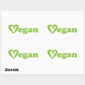 Vegan Text Green Heart Ovale Sticker (Vel)