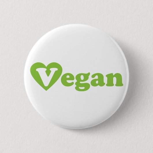 Vegan Text Green Heart Ronde Button 5,7 Cm (Voorkant)