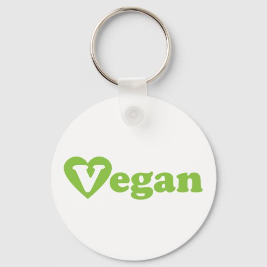 Vegan Text Green Heart Sleutelhanger (Voorkant)