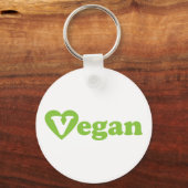Vegan Text Green Heart Sleutelhanger (Voorkant)