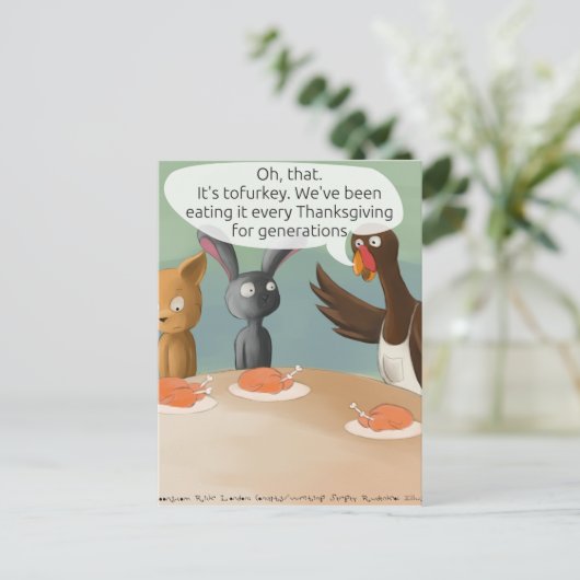 Vegan Thanksgiving Funny Feestdagenkaart (Staand voorkant)