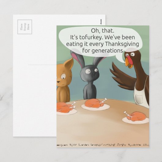 Vegan Thanksgiving Funny Feestdagenkaart (Voorkant / Achterkant)