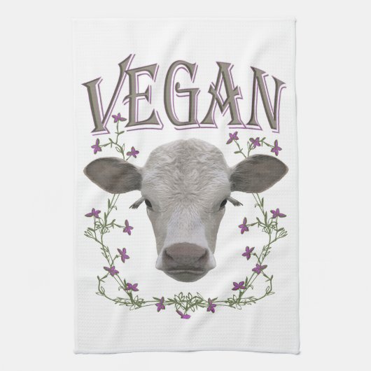 Vegan - Tiere wollen leben Theedoek (Verticaal)
