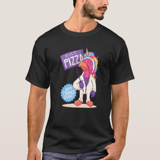 Vegan Turkey Pizza Thanksgiving Unicorn Costume T-shirt (Voorkant)