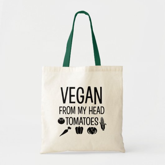 Vegan uit mijn hoofd Tomaten grappige tas (Voorkant)