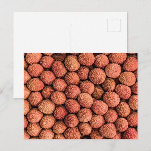 Vegan van Lychees of Litchi-vruchten en vegetarisc Feestdagenkaart (Voorkant / Achterkant)