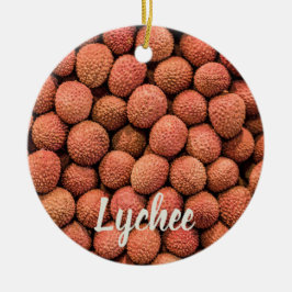 Vegan van Lychees of Litchi-vruchten en vegetarisc Keramisch Ornament