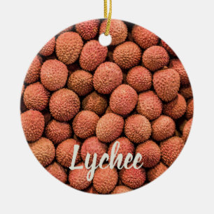 Vegan van Lychees of Litchi-vruchten en vegetarisc Keramisch Ornament