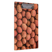 Vegan van Lychees of Litchi-vruchten en vegetarisc Klembord (Rechts)