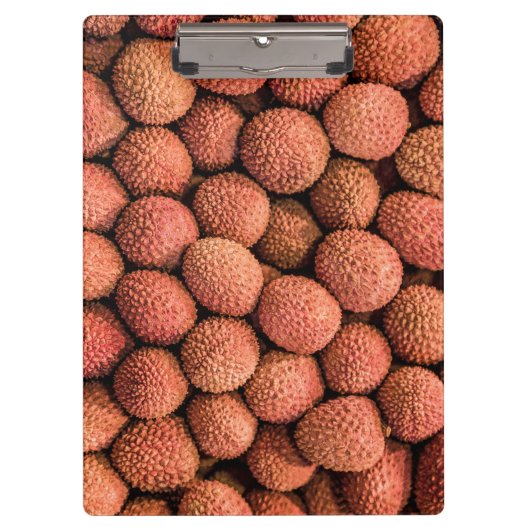 Vegan van Lychees of Litchi-vruchten en vegetarisc Klembord (Voorkant)