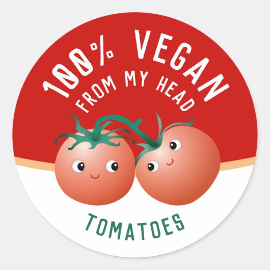 Vegan van mijn hoofd naar mijn tenen etiketteert s ronde sticker (Voorkant)