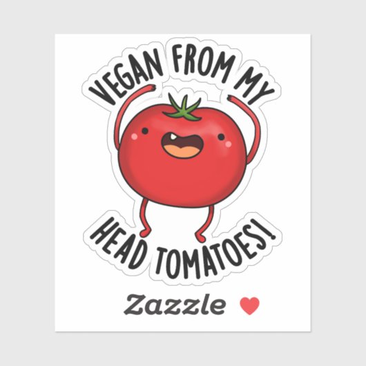 Vegan van mijn hoofd tomaten grappige veggie woord sticker (Vel)
