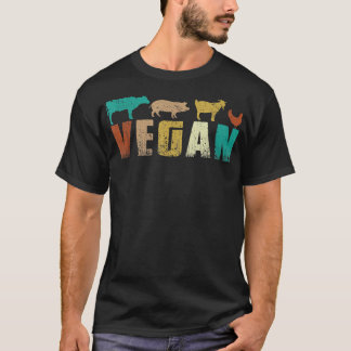 Vegan , Vegan Vegetarian Retro Style T-shirt