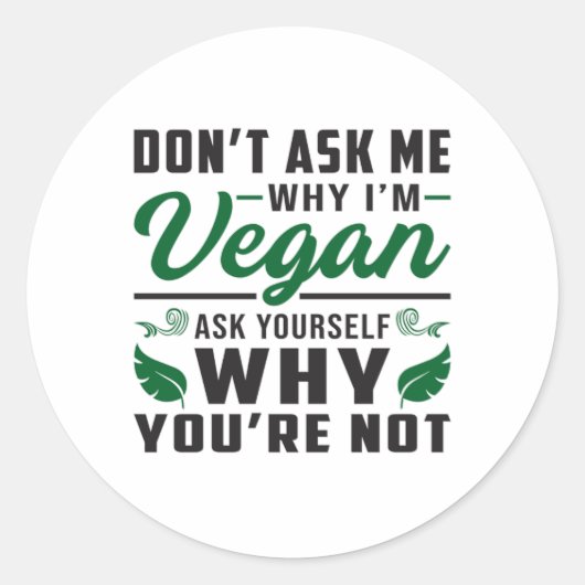 Vegan Veganisme Dierenrechten Veggie Gift Idee Ronde Sticker (Voorkant)
