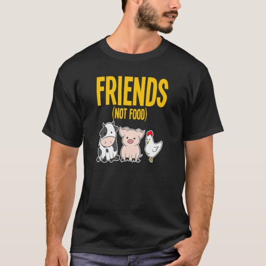 Vegan Vegetarian Food Vegans Friends Koe Pig Chick T-shirt (Voorkant)