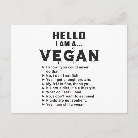 Vegan Vegetarian Vegetables Veganism Funny Gift Briefkaart (Voorkant)