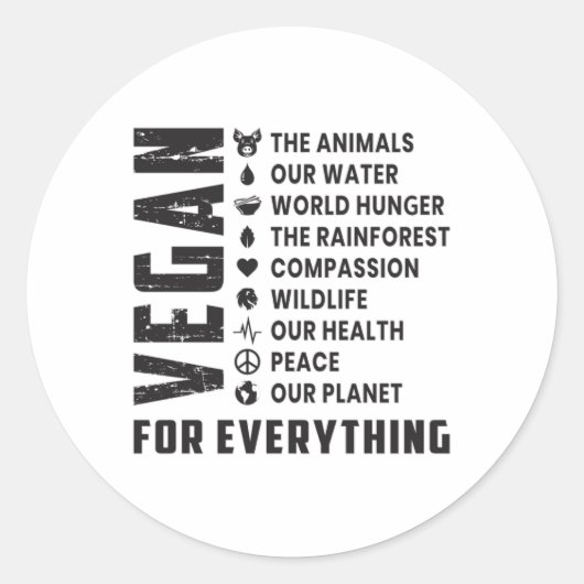 Vegan Vegetarian Vegetables Veganism Funny Gift Ronde Sticker (Voorkant)
