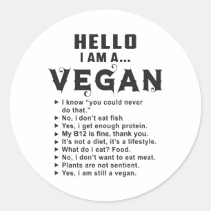 Vegan Vegetarian Vegetables Veganism Funny Gift Ronde Sticker