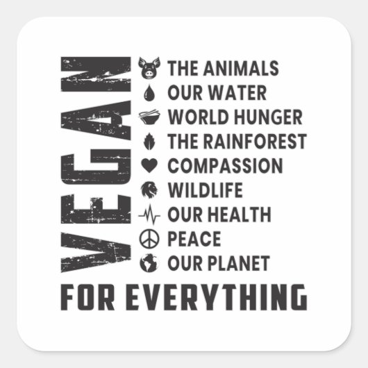 Vegan Vegetarian Vegetables Veganism Funny Gift Vierkante Sticker (Voorkant)
