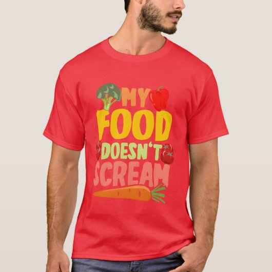 Vegan Vegetarier My Food Doesnt Scream retro T-shirt (Voorkant)