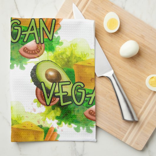 Vegan Veggies Theedoek (Quarter Fold)