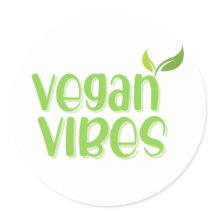 Vegan Vibes Logo Classic Round Sticker