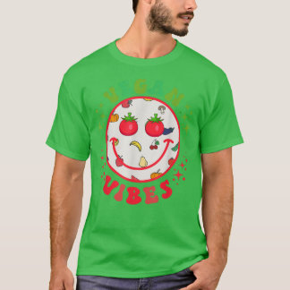 Vegan Vibes Smile Face World Vegetarian Day Plant T-shirt