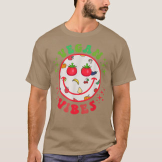 Vegan Vibes Smile Face World Vegetarian Day Plant T-shirt