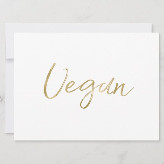 "Vegan"-voedselbord | Stijlvol goud met briefjes Kaart (Voorkant)