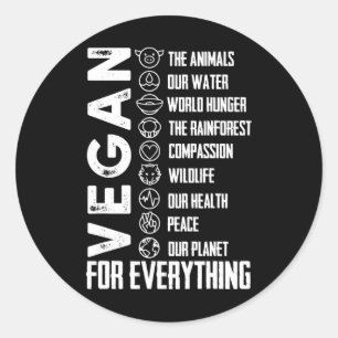 Vegan voor alles t Shirt Planetearth Day Ronde Sticker
