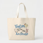 Vegan voor de dieren grote tote bag (Voorkant)
