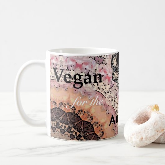 Vegan voor de dieren koffiemok (Met donut)