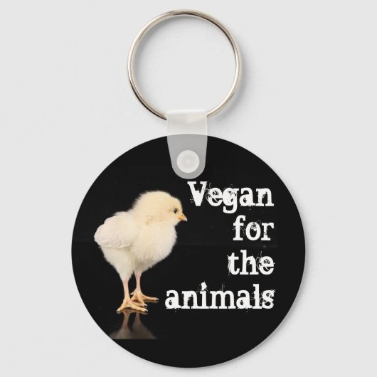 Vegan voor de dieren - Kuiken Sleutelhanger (Voorkant)