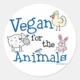 Vegan voor de dieren ronde sticker