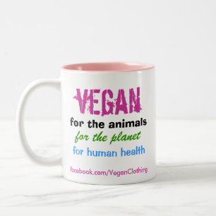Vegan voor de dieren tweekleurige koffiemok