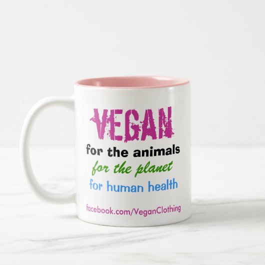 Vegan voor de dieren tweekleurige koffiemok (Links)