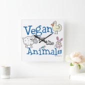 Vegan voor de dieren vierkante klok (Huis)