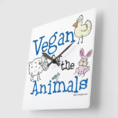 Vegan voor de dieren vierkante klok (Hoek)