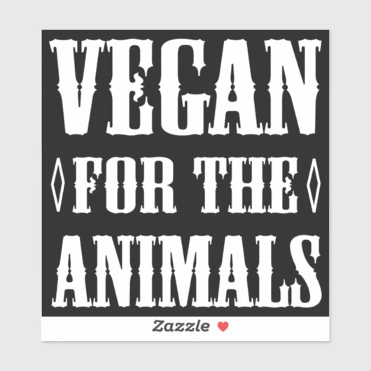 Vegan voor de dieren zwart en wit sticker (Vel)