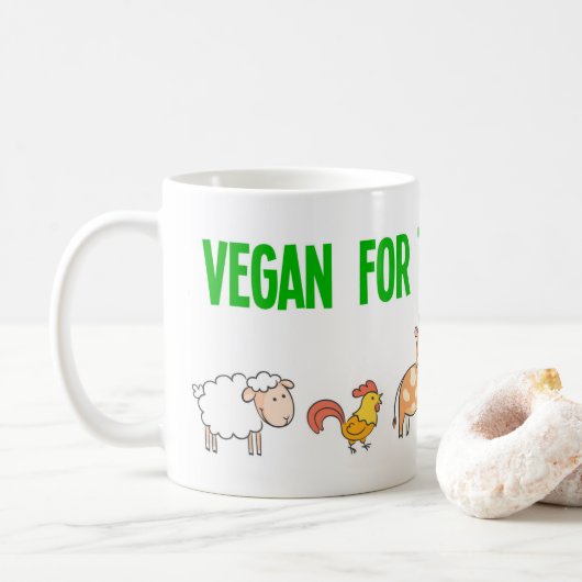 Vegan voor de stemlozen met schattige dieren koffiemok (Met donut)