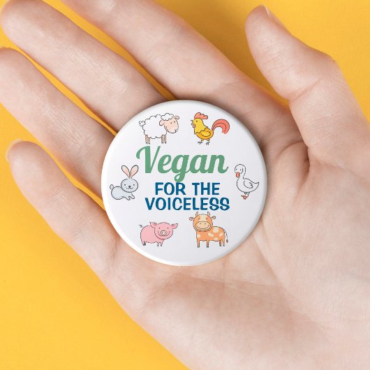 Vegan voor de weerloze cartoon ronde button 7,6 cm