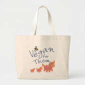 Vegan voor dieren grote tote bag (Voorkant)