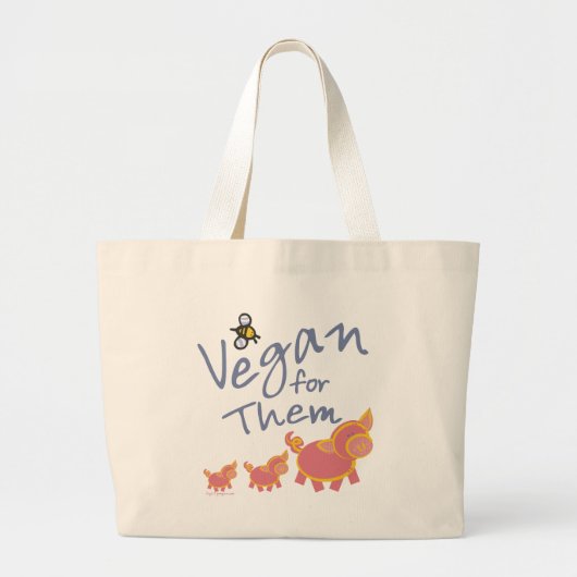 Vegan voor dieren grote tote bag (Voorkant)