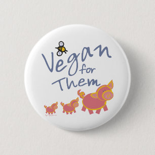 Vegan voor dieren ronde button 5,7 cm