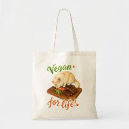 Vegan voor het Leven Grappig Kat Kattenvoer Liefhe Tote Bag
