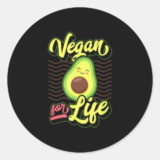 Vegan voor het leven schattig pro-vegan kawaii-avo ronde sticker