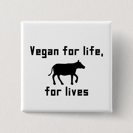 Vegan voor het leven vierkante button 5,1 cm (Voorkant)