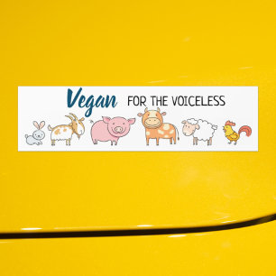 Vegan voor het weerloze wit met zes dieren bumpersticker