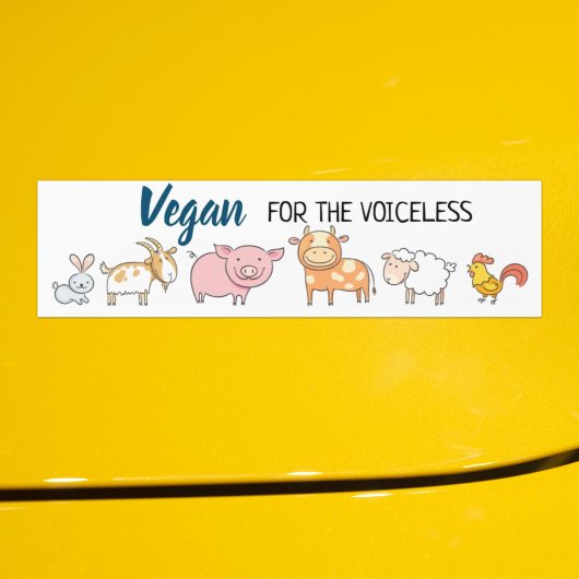 Vegan voor het weerloze wit met zes dieren bumpersticker